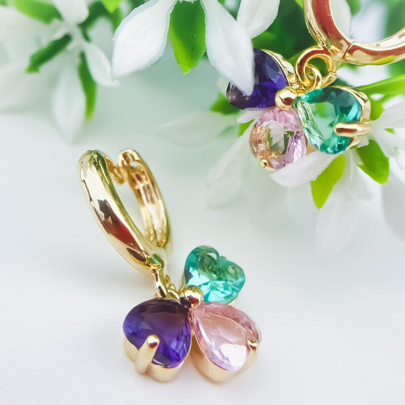 Brinco Argola Borboleta de Cristais Coloridos