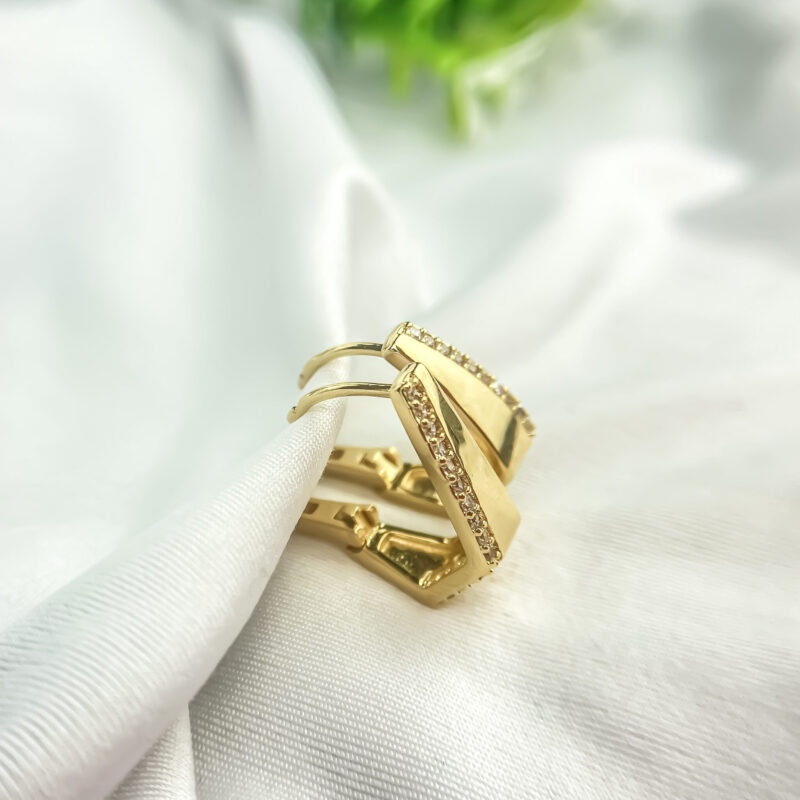 Brinco Geométrico Elegance Cravejado