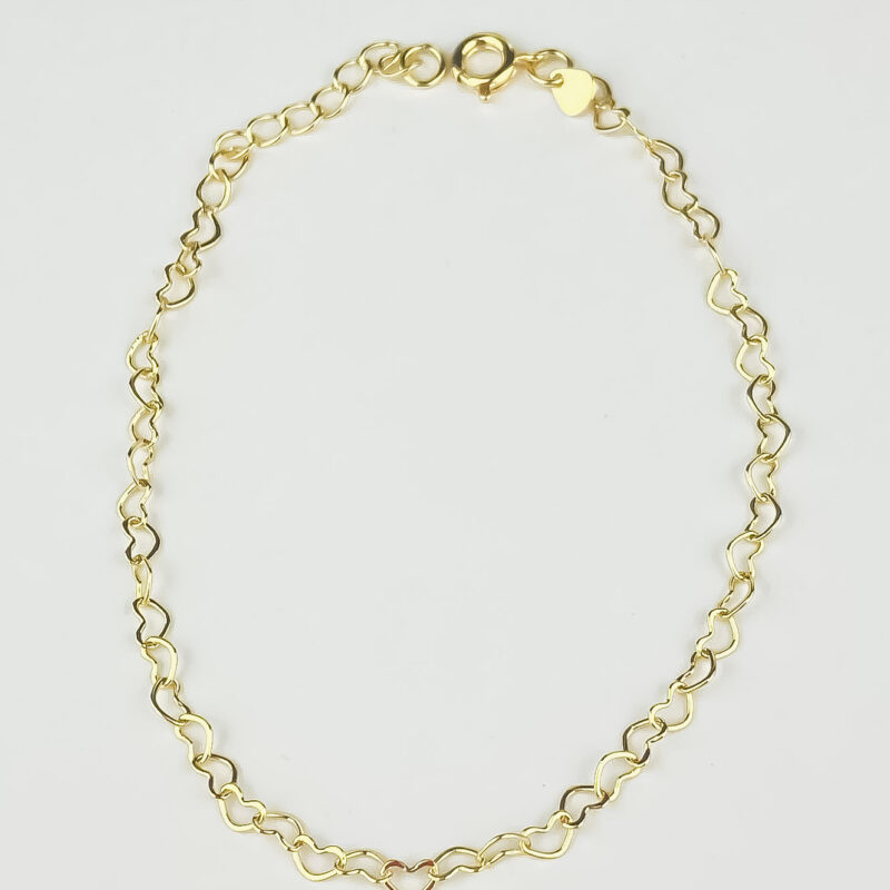 Pulseira Elo Corações Dourado