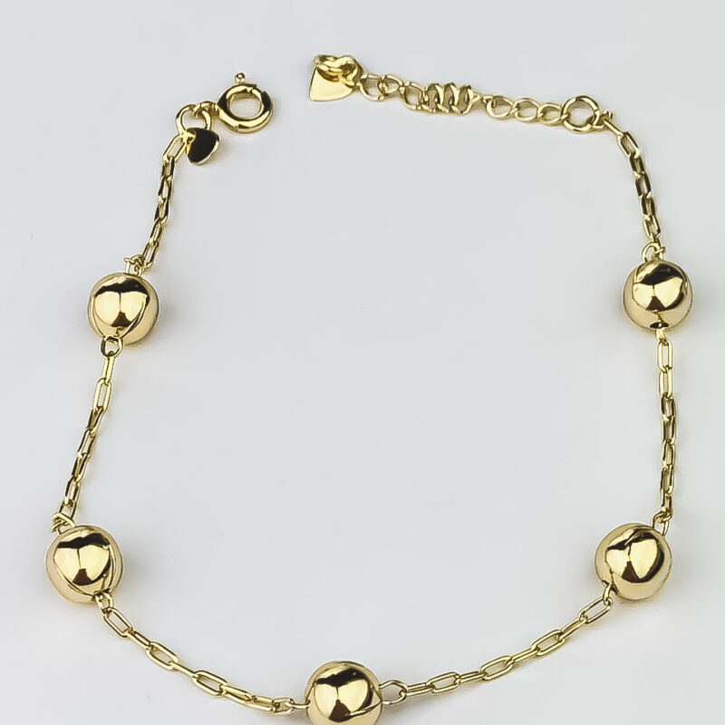Pulseira 5 Esfera Dourada