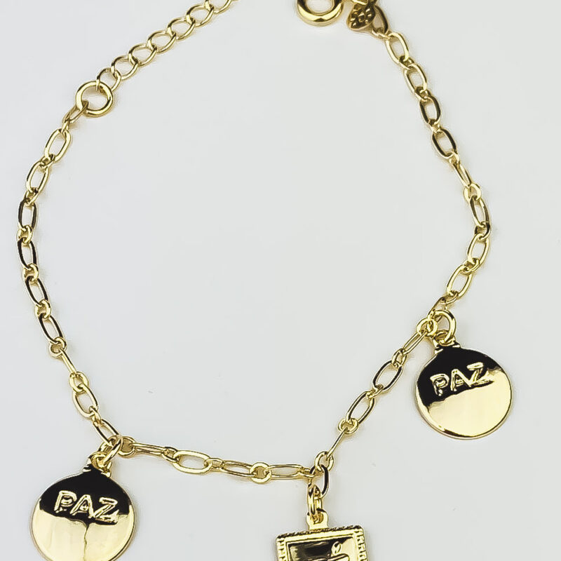 Pulseira Fé e Paz Dourada