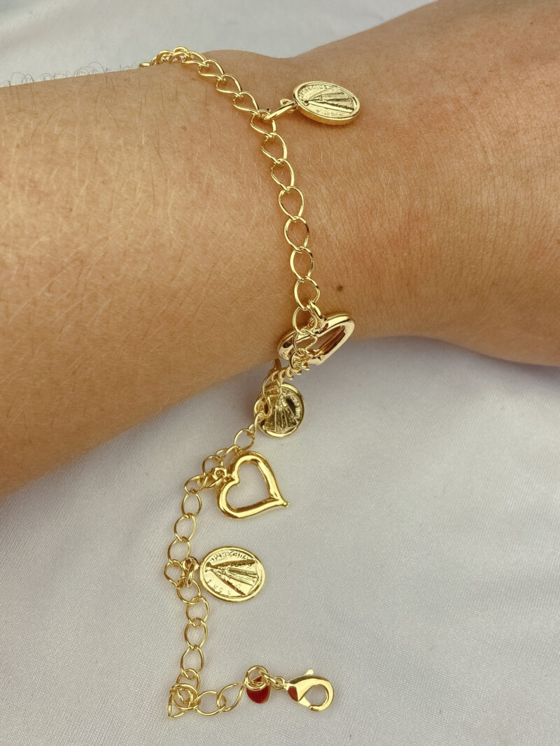 Pulseira Corações Vazados e Nossa Senhora - Image 3