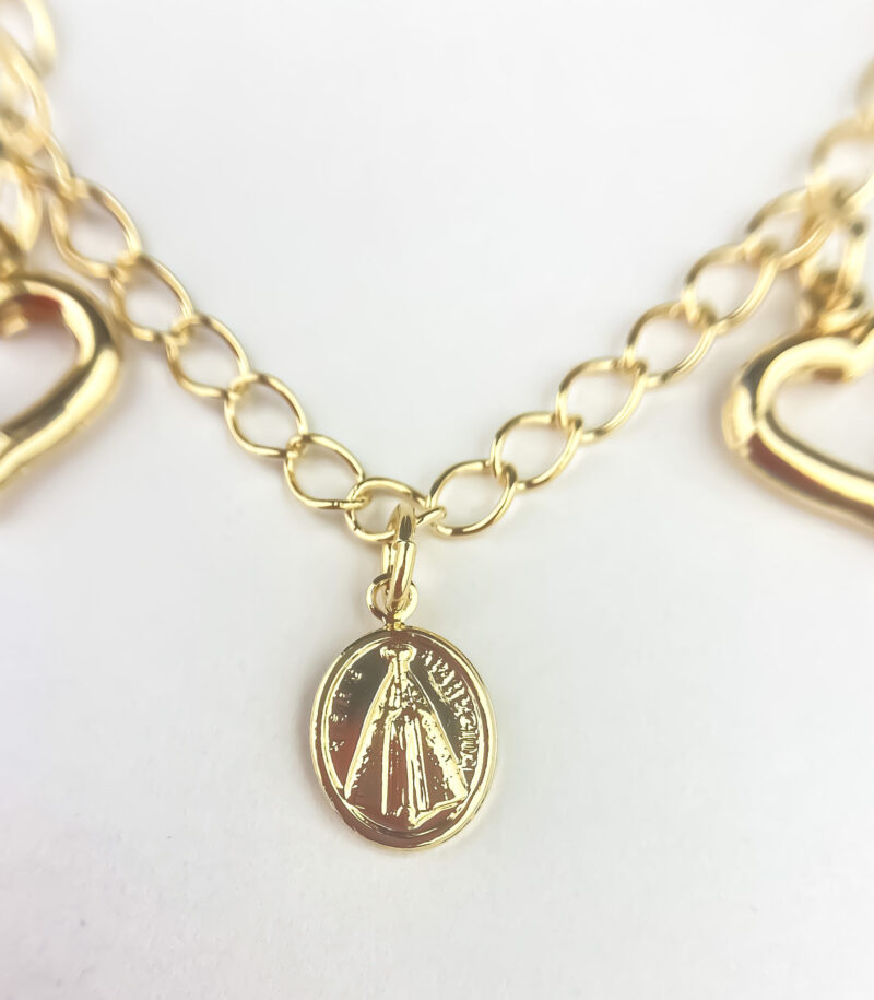 Pulseira Corações Vazados e Nossa Senhora - Image 2