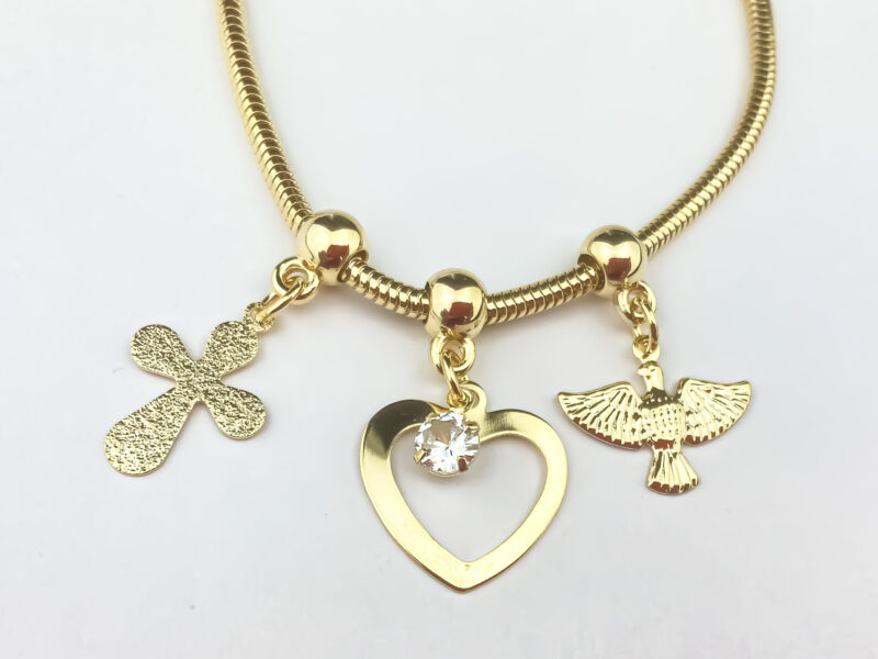 Pulseira de Charms Fé e Amor Dourada - Image 2