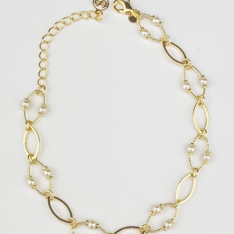 Pulseira Elos Dourados com Detalhes de Pérola