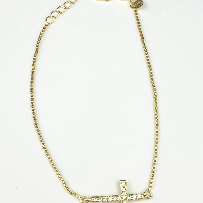 Pulseria Cruz Cravejada em Zircônias