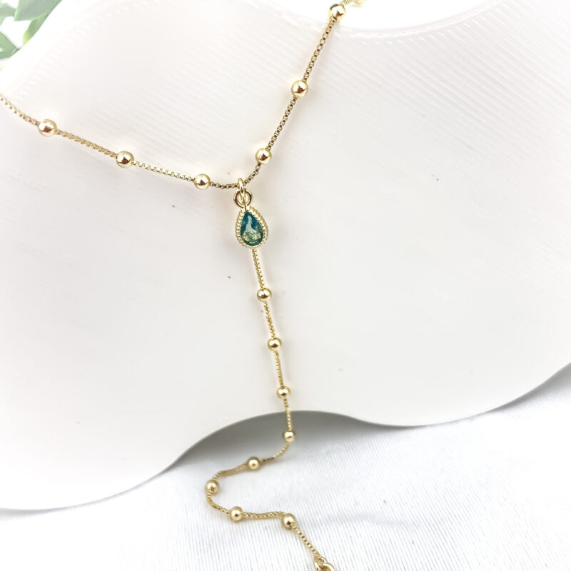 Colar Gravata Gota Azul