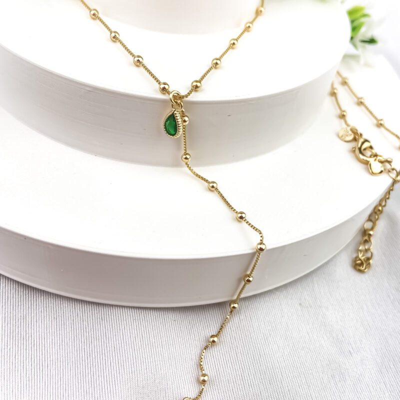 Colar Gravata Gota Verde
